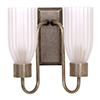 Morston Double Fluted Wall Light, Frosted Glass, in Antiqued Brass