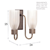 Morston Double Fluted Wall Light, Frosted Glass, in Antiqued Brass