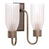 Morston Double Fluted Wall Light, Frosted Glass, in Antiqued Brass