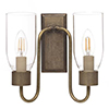 Double Morston Light, Antiqued Brass, Clear Glass