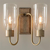 Double Morston Light, Antiqued Brass, Clear Glass