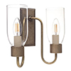 Double Morston Light, Antiqued Brass, Clear Glass