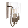 Double Morston Light, Antiqued Brass, Clear Glass