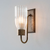 Single Morston Light, Antiqued Brass, Fluted Glass