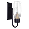 Single Morston Light in Matt Black, Fluted Glass