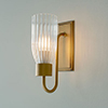 Single Morston Light in Old Gold, Fluted Glass