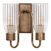 Double Morston Light, Antiqued Brass, Fluted Glass