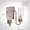 Double Morston Light, Antiqued Brass, Fluted Glass