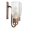Double Morston Light, Antiqued Brass, Fluted Glass