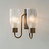 Double Morston Light, Antiqued Brass, Fluted Glass