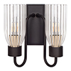 Double Morston Light in Matt Black, Fluted Glass