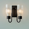 Double Morston Light in Matt Black, Fluted Glass