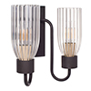 Double Morston Light in Matt Black, Fluted Glass