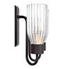 Double Morston Light in Matt Black, Fluted Glass