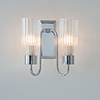 Double Morston Light in Nickel Plate, Fluted Glass