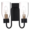 Double Morston Light in Matt Black, Clear Glass