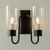 Double Morston Light in Matt Black, Clear Glass