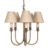 Carlisle Five Arm Pendant Light in Antiqued Brass