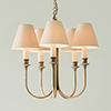 Carlisle Five Arm Pendant Light in Antiqued Brass