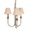 Carlisle Three Arm Pendant Light in Antiqued Brass