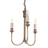 Carlisle Three Arm Pendant Light in Antiqued Brass