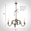 Four Arm Lavenham Pendant Light in Antiqued Brass