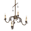 Four Arm Lavenham Pendant Light in Antiqued Brass