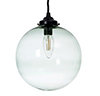 Holborn Greeny Blue Glass Pendant in Matt Black