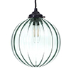 Fulbourn Greeny Blue Glass Pendant in Matt Black