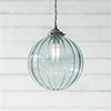 Fulbourn Greeny Blue Glass Pendant in Polished