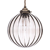 Fulbourn Charcoal Glass Pendant in Antiqued Brass
