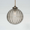 Fulbourn Charcoal Glass Pendant in Antiqued Brass