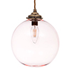 Holborn Dusky Pink Glass Pendant in Antiqued Brass