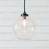 Holborn Dusky Pink Glass Pendant in Matt Black