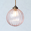 Fulbourn Dusky Pink Pendant in Antiqued Brass