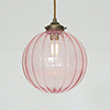 Fulbourn Dusky Pink Pendant in Antiqued Brass