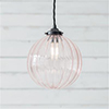 Fulbourn Dusky Pink Glass Pendant in Matt Black