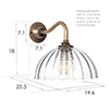 Emelia Fluted Wall Light with Carrick Arm in Antiqued Brass