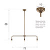 Melrose Triple Bar Pendant in Antiqued Brass