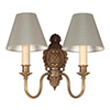 Double Hambleton Wall Light in Antiqued Brass