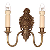 Double Hambleton Wall Light in Antiqued Brass