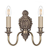 Double Hambleton Wall Light in Antiqued Brass