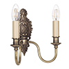 Double Hambleton Wall Light in Antiqued Brass