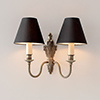 Double Rialto Wall Light in Antiqued Brass