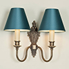 Double Rialto Wall Light in Antiqued Brass