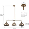 Kenton Triple Bar Pendant in Antiqued Brass