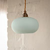 Hampstead Jade Green Pendant Light (ES) In Antiqued Brass