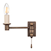 Hanson Library Wall Light with Pull Cord in Antiqued Brass