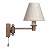 Hanson Library Wall Light with Pull Cord in Antiqued Brass