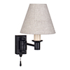 Hanson Library Wall Light with Pull Cord in Matt Black